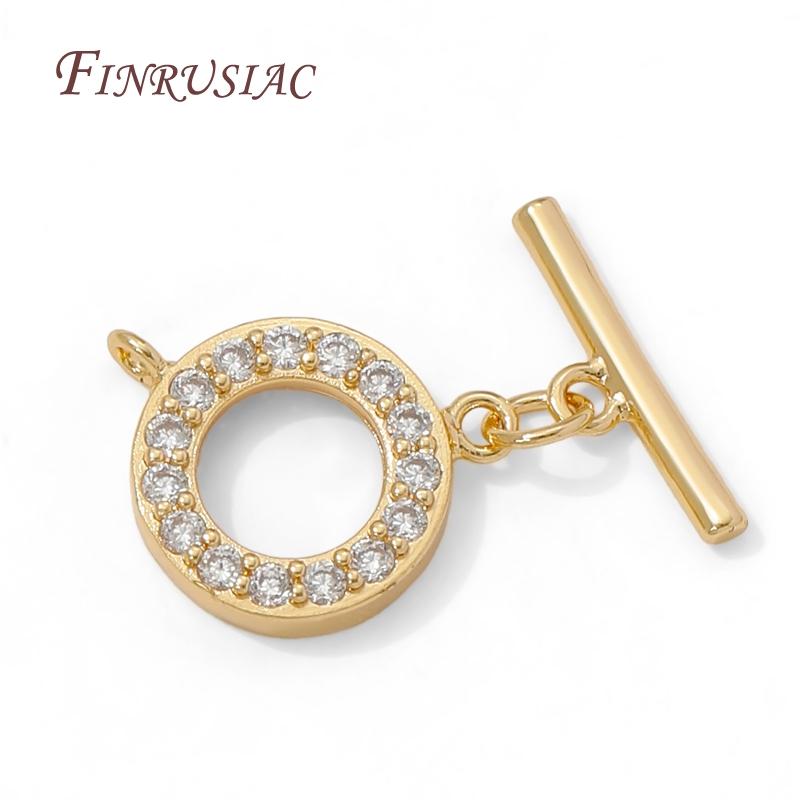 18K Gold Plated Toggle Clasps For Jewelry,Locks For Bracelets,Brass with Zircon OT Clasp,DIY Necklace Making Accessories