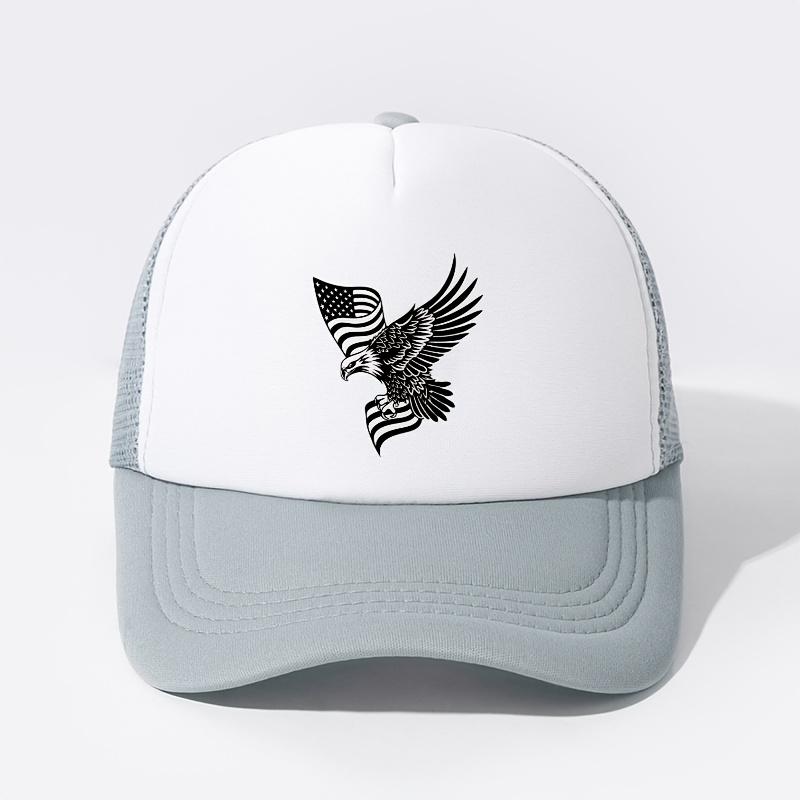 American Eagle Flag Trucker Hat Patriotic Mesh Baseball Cap Outdoor Adjustable Vintage Style
