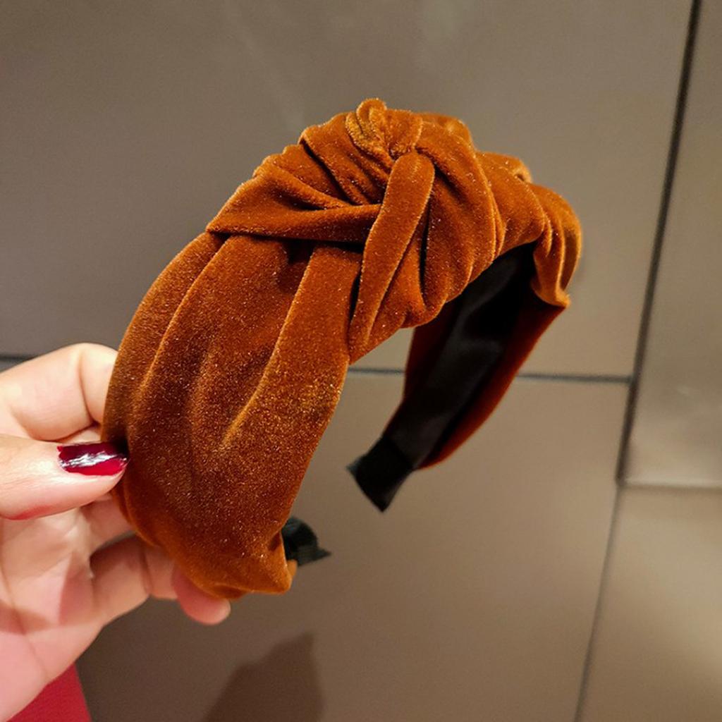 PROLY Neue Mode Damen Haarband Herbst Winter Turban Breite Seite Weiches Goldenes Samt Stirnband Für Erwachsene Einfarbig Klassische Kopfbedeckung