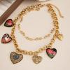 Sweet and Cool Style Multi Layer Necklace Set Heart Charm Geometric Chains Ideal for Office Dating Outfits
