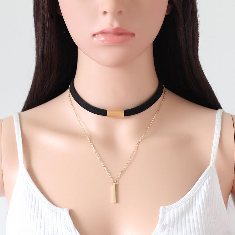 Korean Velvet Multi-Layer Tassel Choker Necklace