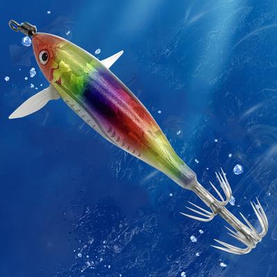 1-5PCS 7.5cm 5.5g Luminous Floating Egi Lure Horizontal Wood Shrimp Squid Jigging Shrimp Hook Octopus Cuttlefish Fishing Baits
