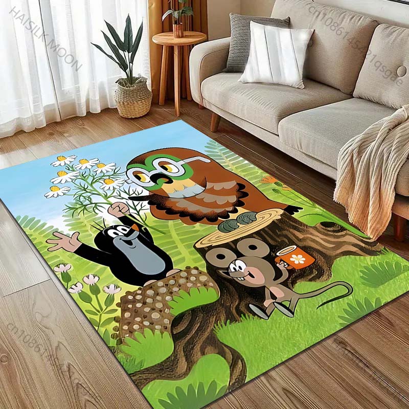 Alfombra de dibujos animados con estampado de Topito para Sala de Estar, Dormitorio, Sofá, Felpudo Decorativo, Alfombra de Área para Mesa de Sofá, Alfombrilla Antideslizante para el Suelo para Regalos