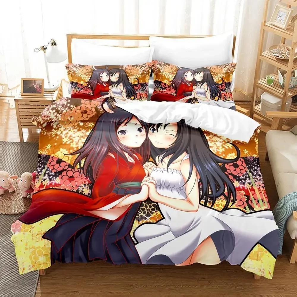 Bequemes Anime-Print-Bettwäsche-Set Mit Bettbezug und Kissenbezügen Einzel-Twin-Voll-Queen-King-Größen Für Erwachsene und Kinder