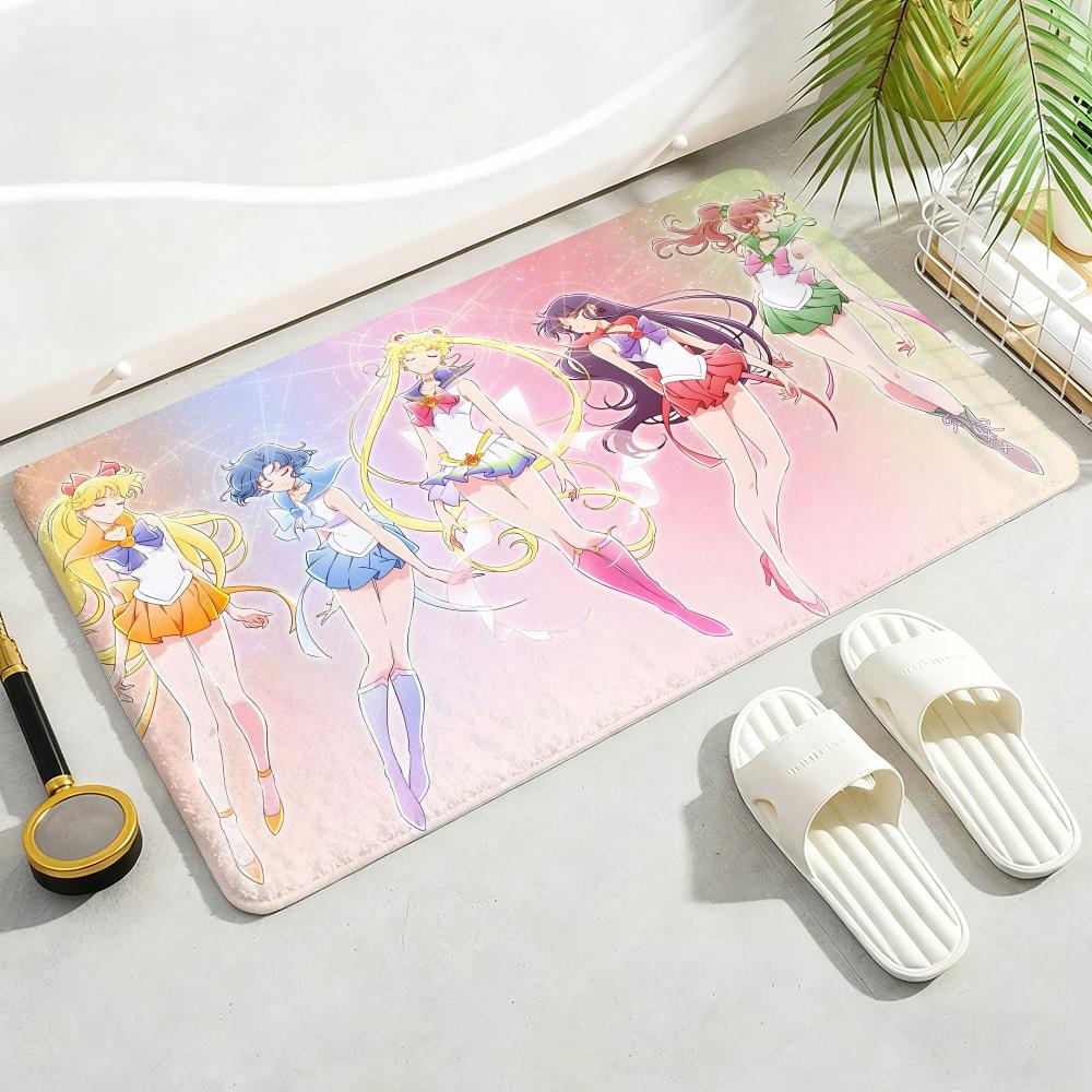 ANIME S-SAILOR-MOON Floor Mat Soft Thickened Non-Slip Door Mat for Living Room Home Decor Flannel Rugs