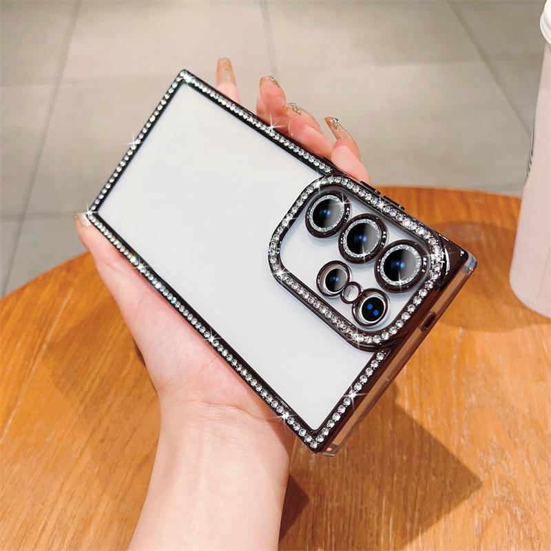

Блестящий блестящий прозрачный чехол с бриллиантами для Samsung Galaxy S25 S24 Ultra iPhone 16 Pro Max 15 14 13 Pro Чехол с мягким покрытием из силикона TPU Samsung Galaxy S25Ultra чёрный