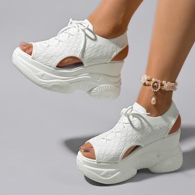 Fashion Women's Shoes 2025 Brand Lace Up Women's Sandals Explosive Style Solid Color Shoes Female Platform Sandals Chaussures Femme Ete