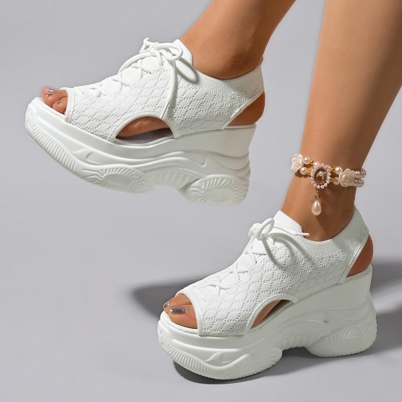 Women's Shoes 2025 Brand Lace Up Women's Sandals Explosive Style Solid Color Shoes Female Platform Sandals Chaussures Femme Ete