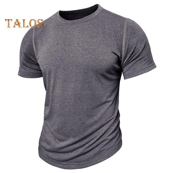 Men's Round Neck T-shirt Cotton Solid Color Short Sleeve Basic Tee Pullover Casual Tee Shirt for Sports Gym Travel Daily Wear