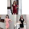 Dressy Knit Fabric Vneck Short Sleeve Bodycon Summer Dress For Women