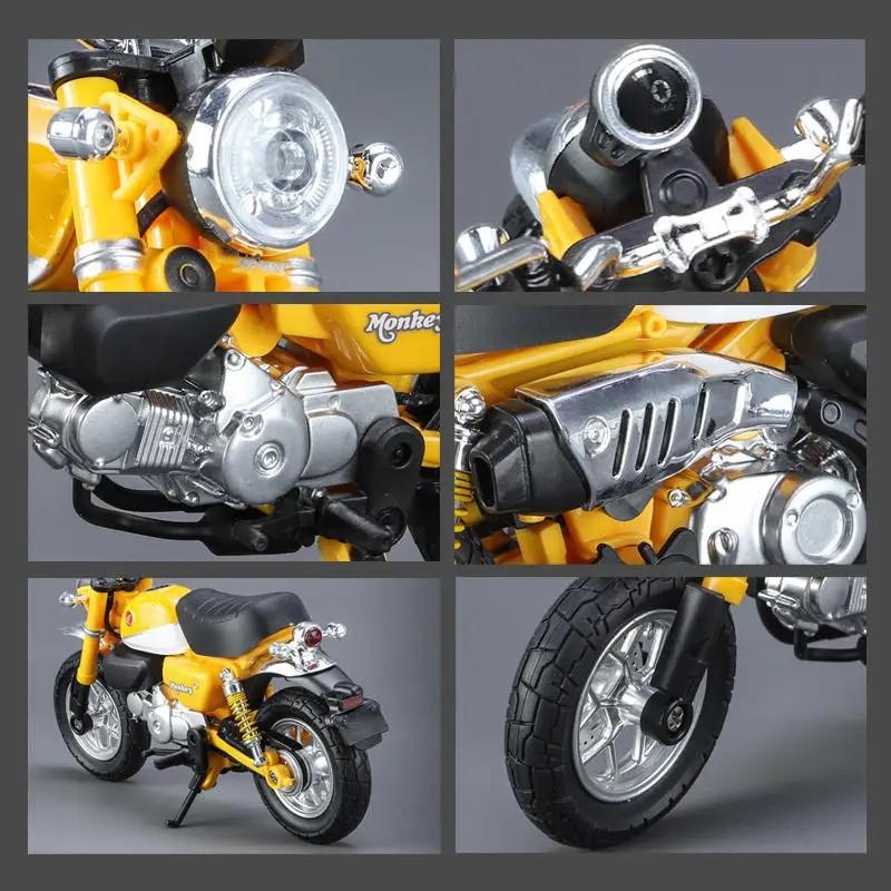 1/12 Honda Monkey 125 Alloy Motorcycle Model Die Cast Toy Vehicle Simulation Sound and Light Off Road Autocycle Collection Toys