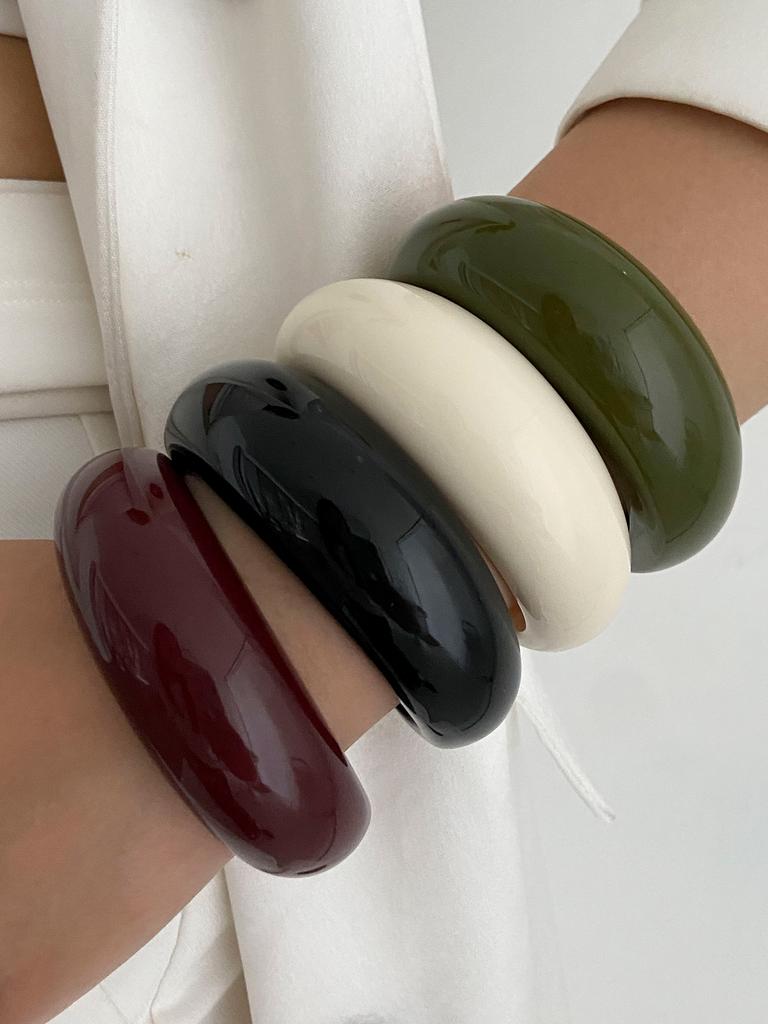 Ingemark Y2K Boho Thick Resin Acrylic Open Wide Bangles for Women New Trend Vintage Irregular Chunky Arm Bracelets Daily Jewelry