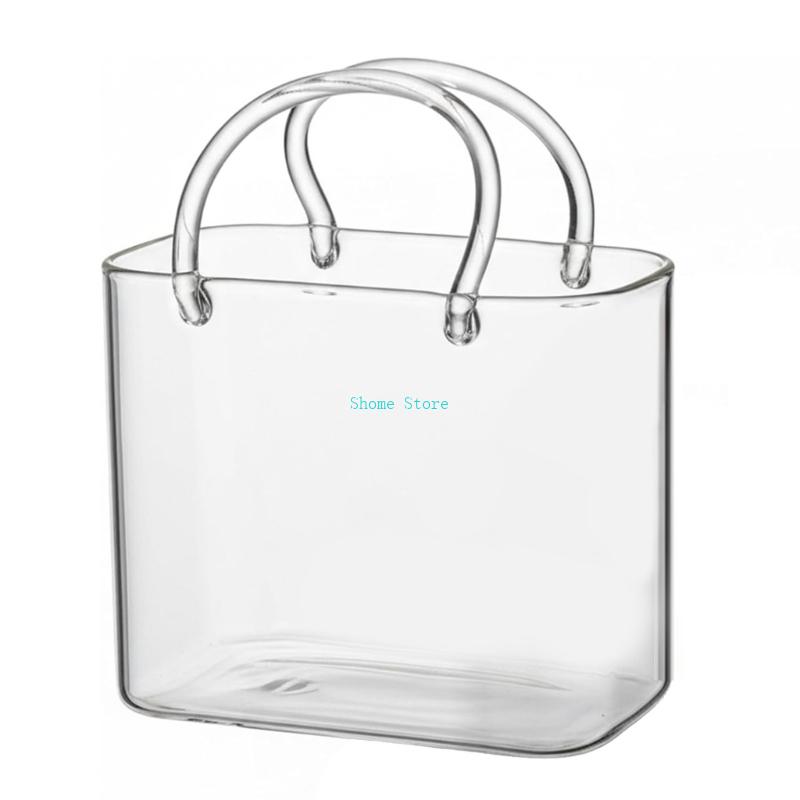 Portable Glass Cup Handbag Art and Glass Construction with Elegant Design M68E