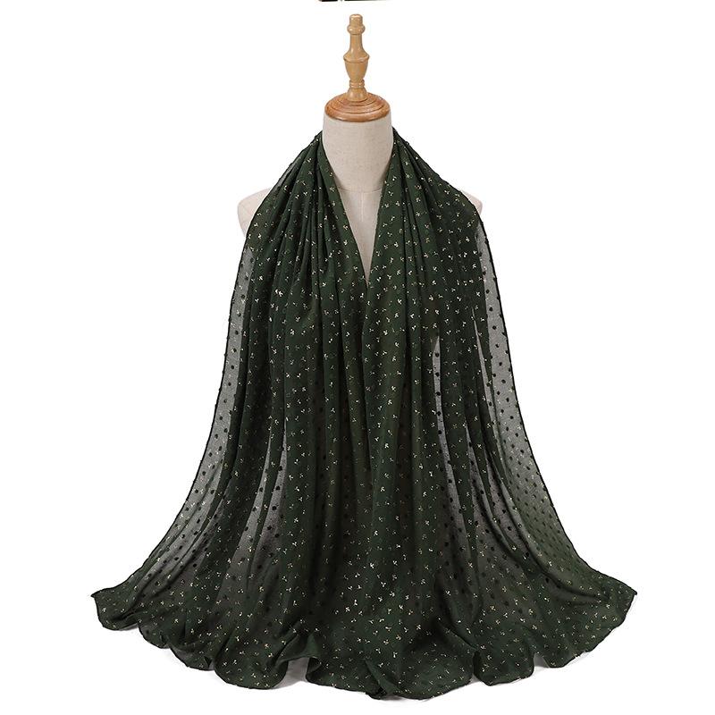 Bubble Pearl Scarf Stamping Chiffon Hijabs For Women Plain  Head Hijab Wrap Solid Shawls Headband Foulard Femme Muslim Hijab