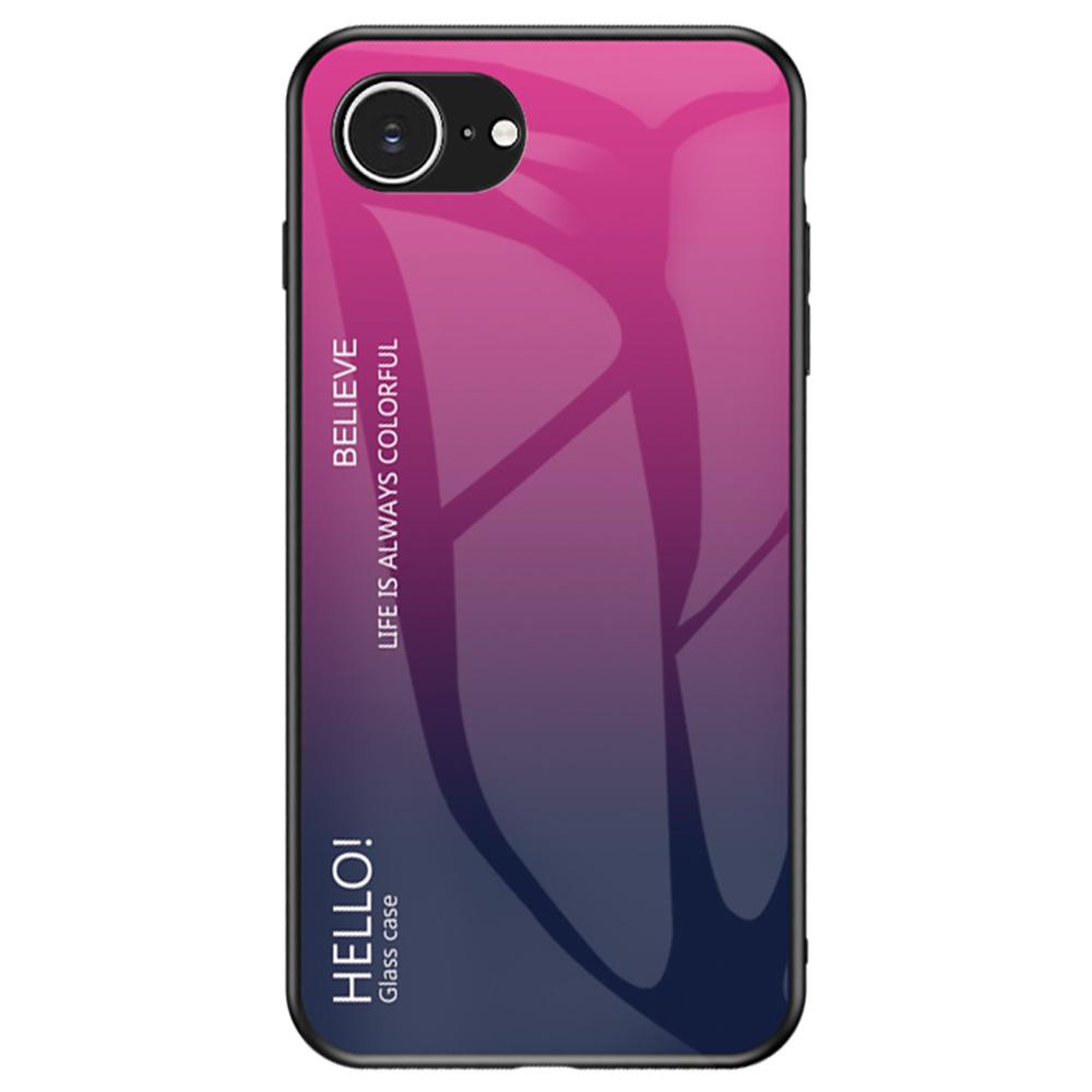

For iPhone 16e Case Anti-Scratch Tempered Glass+PC+TPU Phone Cover Gradient Rose