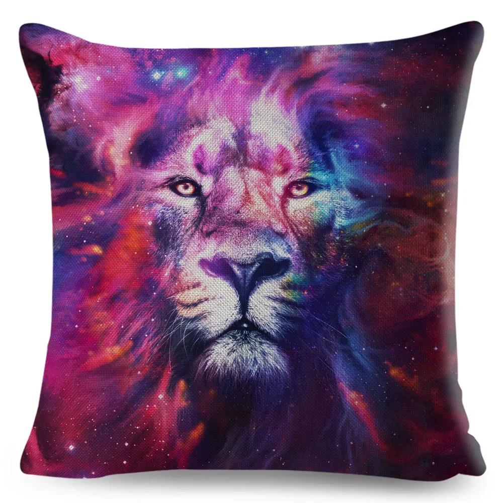Mythology Lion Wolf Horse Pillow Case Decor Cartoon Water Color Animal Cushion Cover Polyester Pillowcase for Sofa Car Home