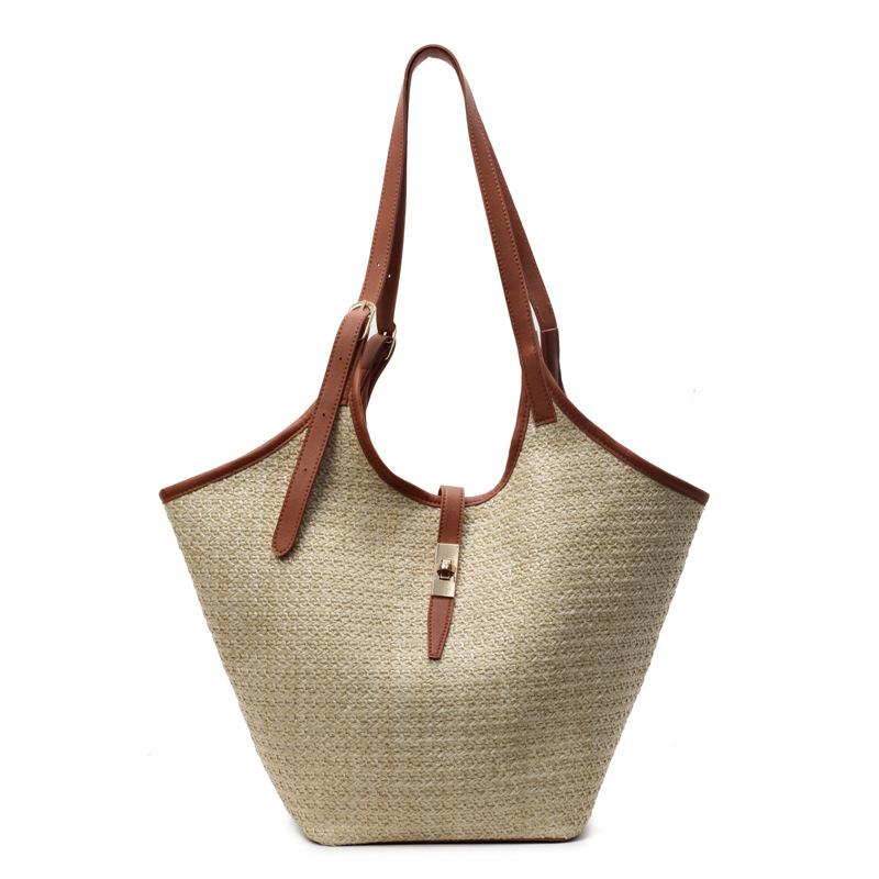 

Large-capacity new tote bag, shoulder women s bag, niche portable class commuting versatile woven bag one size fits all коричневый