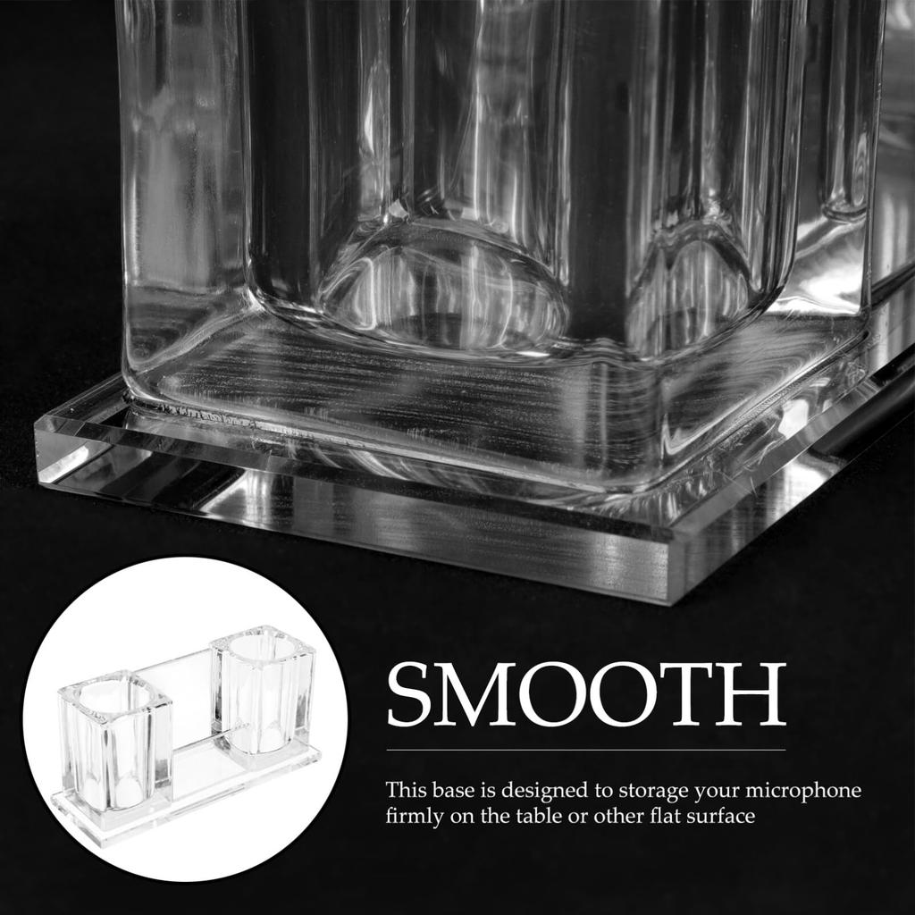 SAFIGLE Glass Microphone Stand Desktop Microphone Rack Non-slip Base Tabletop Storage Holder Home Use