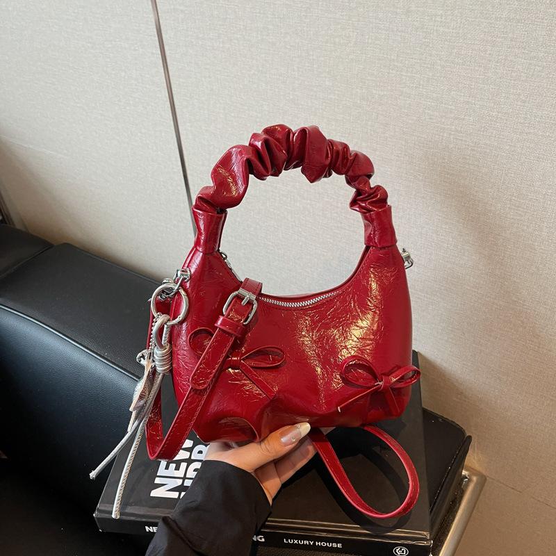 

Плиссированная сумка-бант женская летняя новая цепочка универсальная сумка на плечо сумка-мессенджер высокое качество бордовый