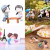 Charming Bench Couple Kissing Dolls Set For Exquisite Miniature Garden Decor