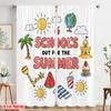 2 Stück 2D Flachdruck Fenstervorhänge Sommerurlaub Schulferien Spaß Polyester Ohne Strom Partydekorationen für Foto