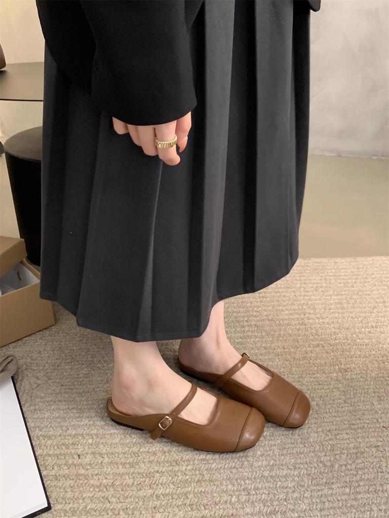 Baotou pantofle dámské svrchní nošení 2025 nové korejská verze jemné vílí měkké ploché ležérní nazouvací mullerky