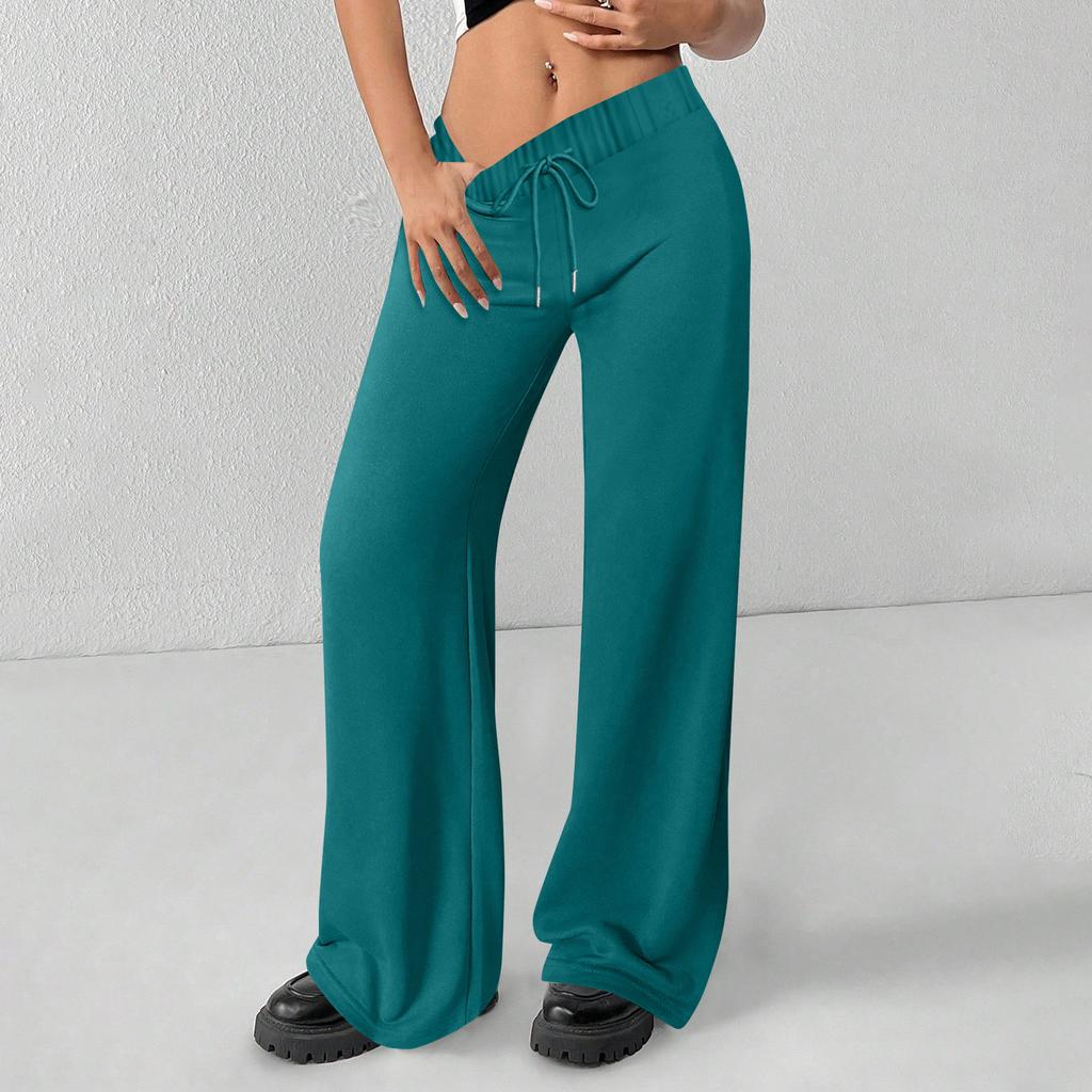 Dámské tepláky s vysokým pasem a širokými nohavicemi, ležérní jogger kalhoty