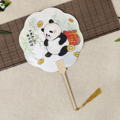 Éventails ronds Panda peints à la main (Paquet de 5)
