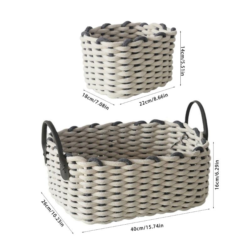 Sturdy Cotton Rope Basket with Handles Practical Woven Storage Holder Baskets For Organizing Clothes Towels And More