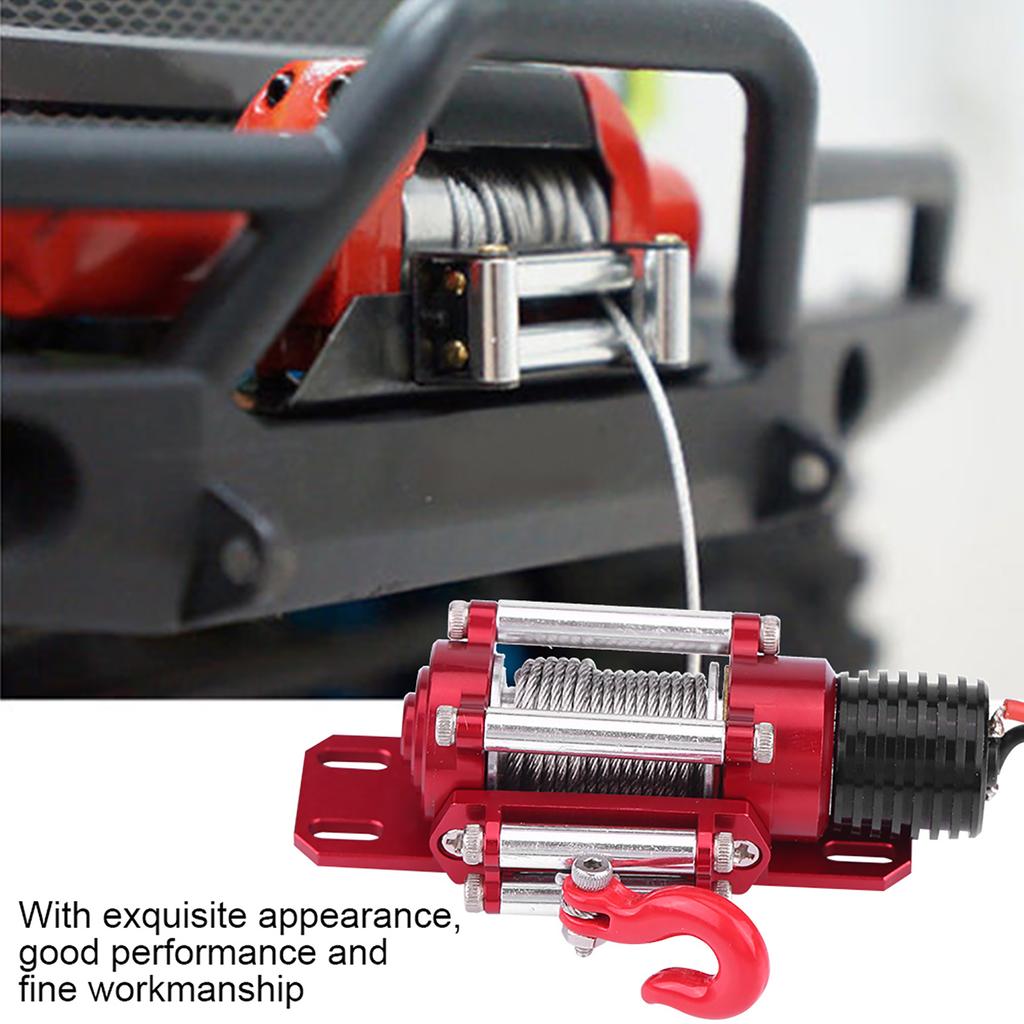 RC Car Winch, 1/10 Scale RC Crawler Vehicle Car Accessory Metal Winch with Remote Control for   /   /   /   /   / SCX10 / D90 /