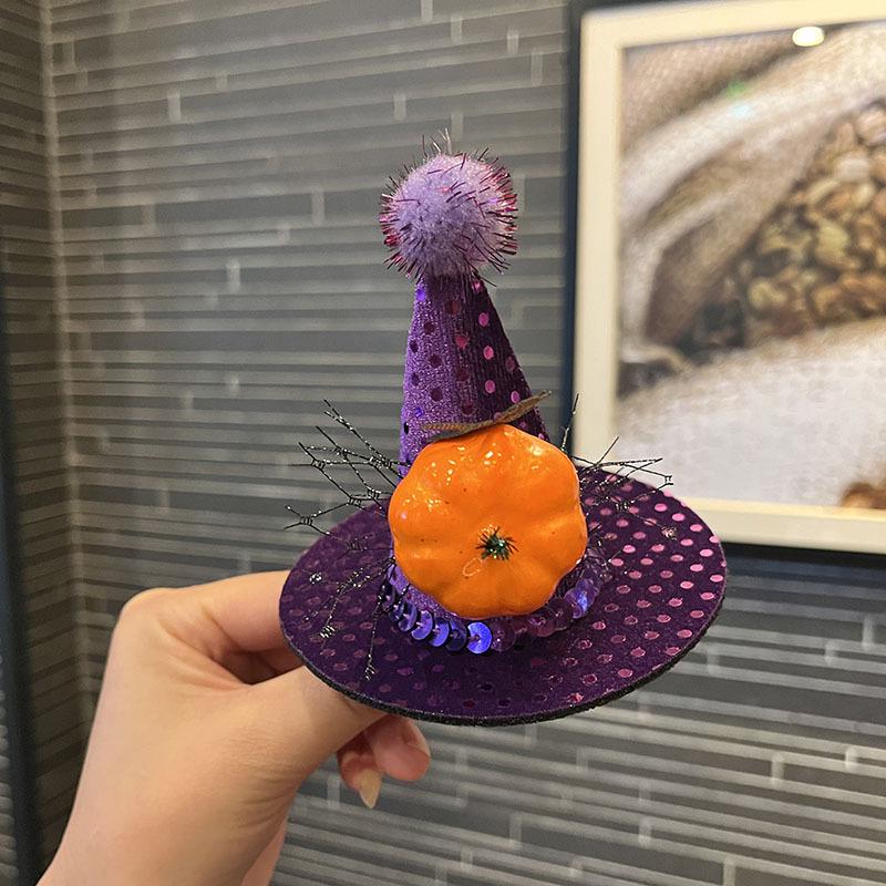 Cross-border Halloween Witch Hat Headband & Pumpkin Ghost Hair Clip for Children