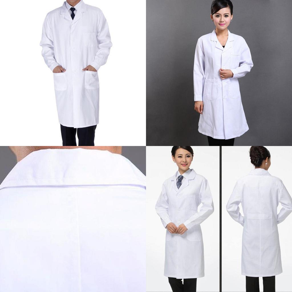 Unisex Doctor Nurse Workwear Long Sleeve Short Sleeve Lab Coat White Winter Summer