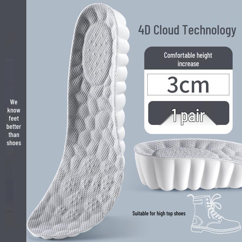 Unisex Odor-Resistant Shock-Absorbing Height-Increasing Insoles - Breathable & Invisible for Shoes and Boots