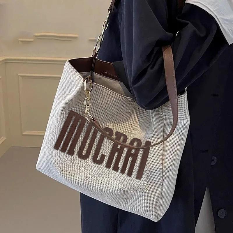 Customized college student autumn and winter shoulder bag, college student capacity 2025 new high-end textured commuter shoulder bag