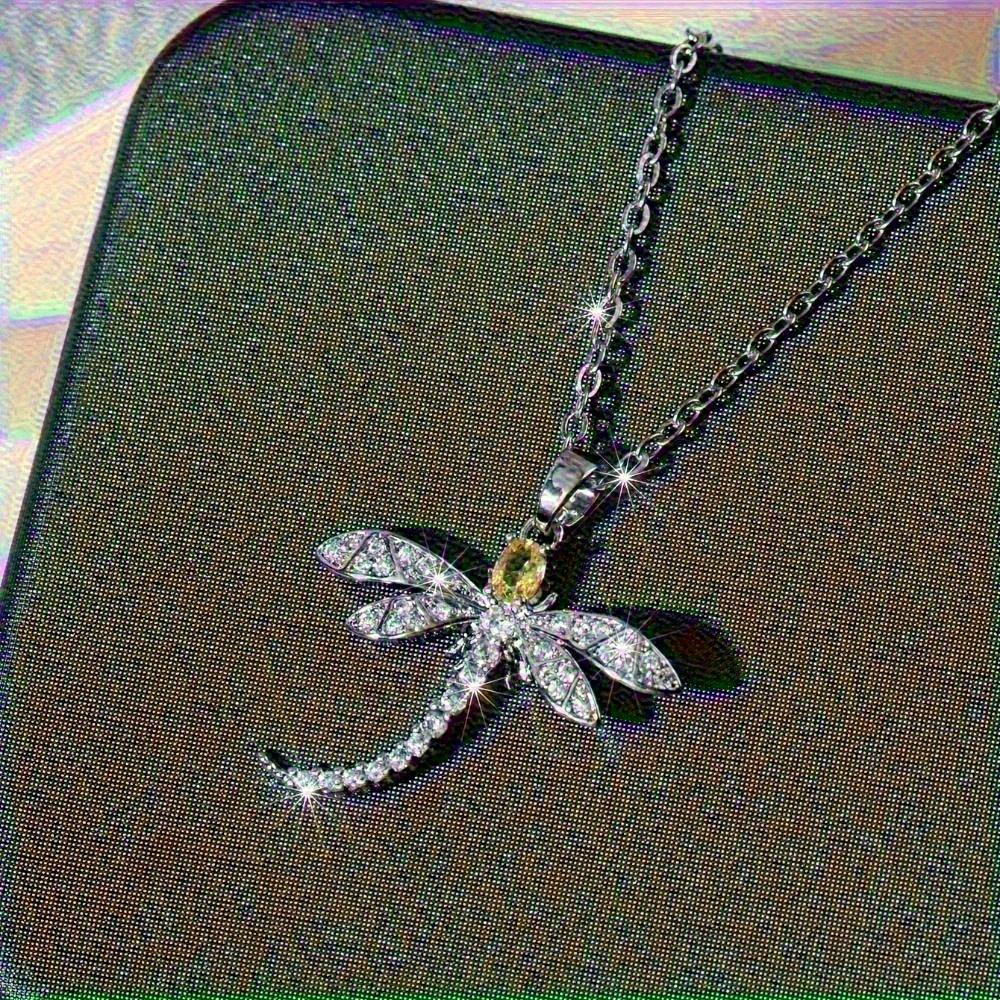 Luxury Geometric Elegant Dragonfly Necklace Women's Wedding Engagement Party Jewelry Accessories