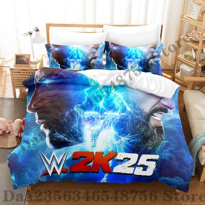 Set Biancheria da Letto Jey Uso Fulmine Singolo Gemello Matrimoniale Queen King Size Set Letto Camera da Letto Adulti Set Copripiumino Wwe 2K25 Set Lenzuola