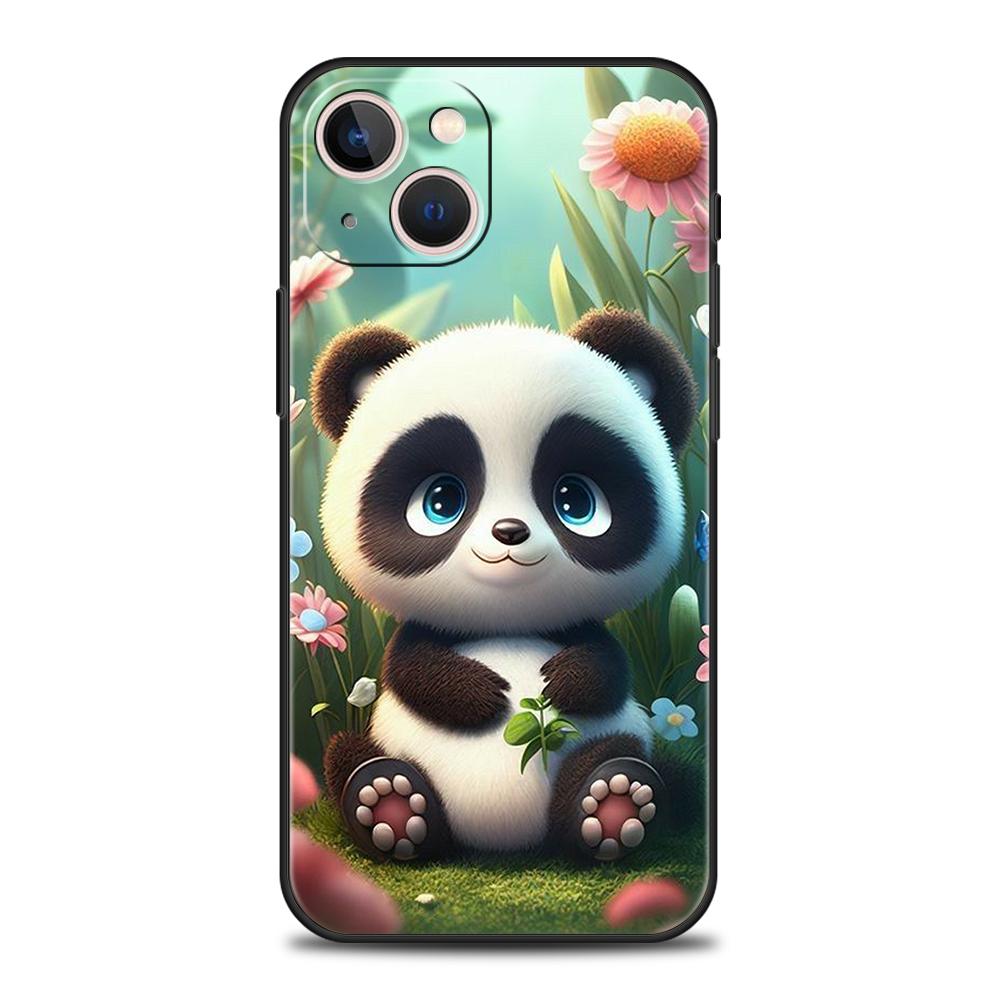Cartoon Lovely Panda Phone Case for iPhone 16 15 14 13 12 Pro Max 11 Pro Max 7 8 Plus XS XR Shockproof Soft Shell Capas