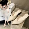 Mode Damen Hausschuhe Und Damen Sandalen Leder Berufs Schuhe Spitz Zehen Pantoletten Slides Sexy Mit Premium
