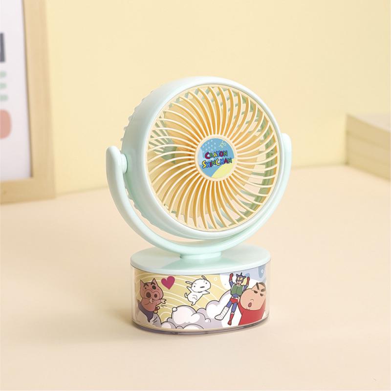 Rechargeable Crayon Shin-chan USB Desktop Fan - Cute Cartoon Design for Dorms and Offices 129x74x168 mm