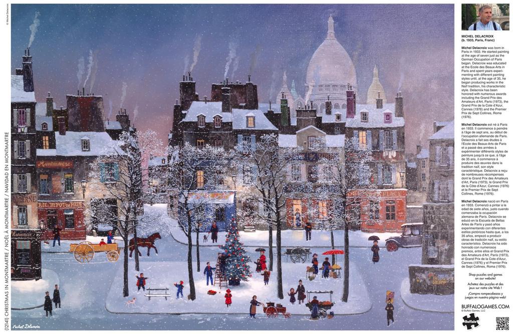 Buffalo Games - Michel Delacroix - Christmas in Montmartre - 1000 Piece Glitter Jigsaw Puzzle Holiday Puzzle for Adults - Precisely cut pieces, festiv