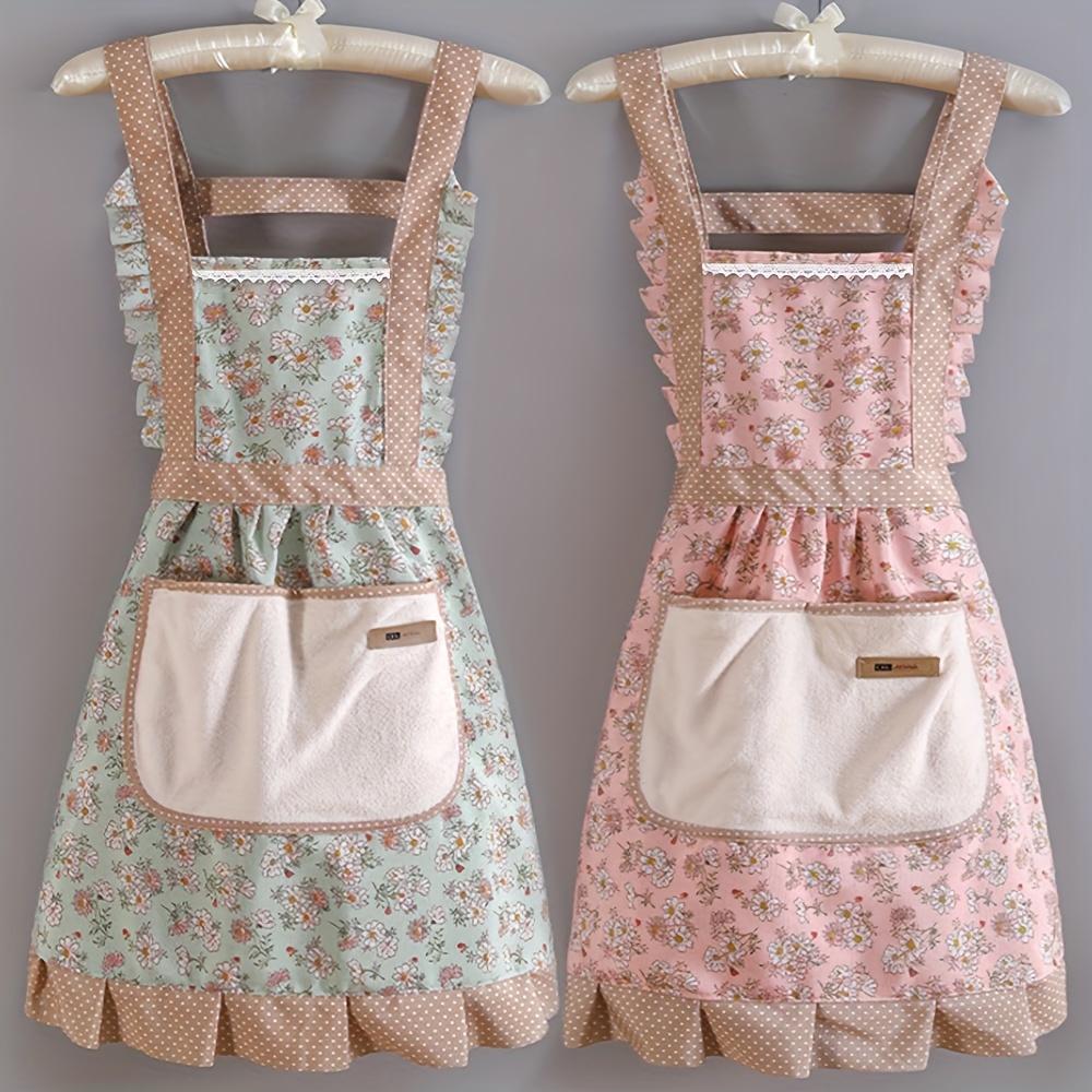 Floral Design Canvas Apron - 1pc, 2pcs with Adjustable Straps, Breathable Fabric, Perfect for Chefs And Waiters