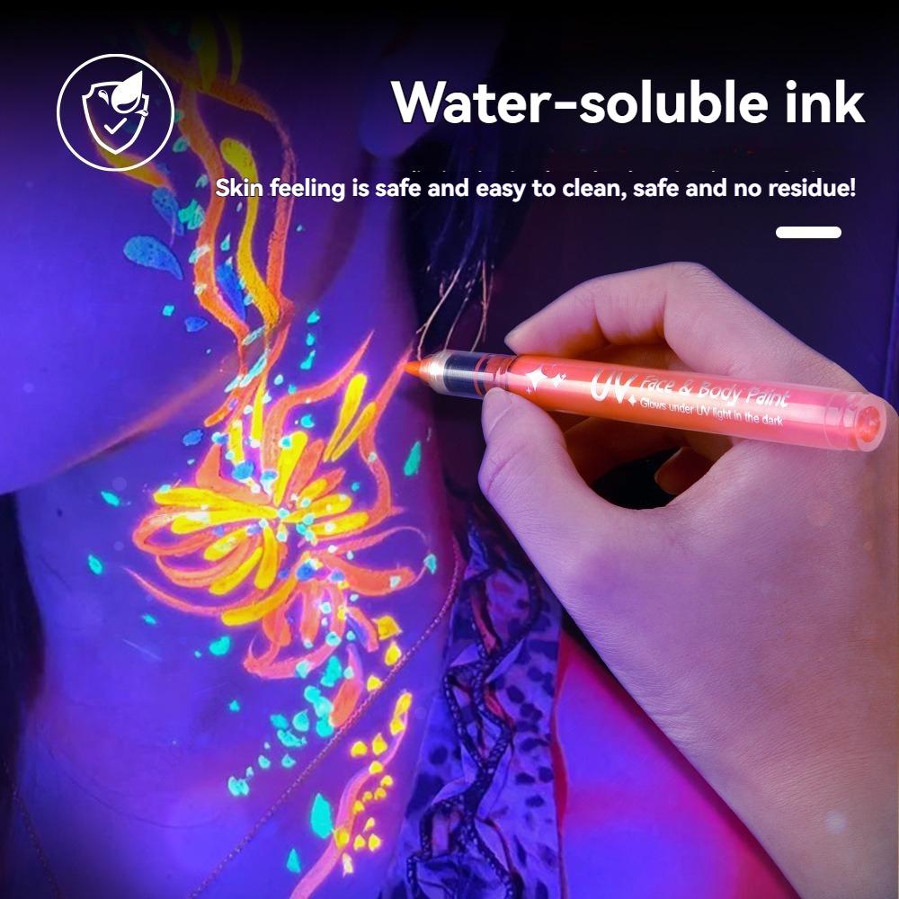 12-18 Colors Colorful Luminous Pen Set Human Face Paint Pen Student Children Painting Fluorescent Marker Glow-in-the-dark Pen