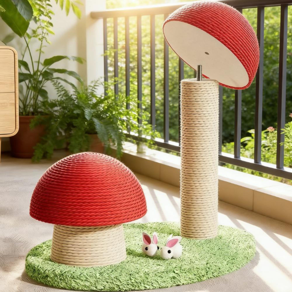 Mushroom Cat Scratch Board, Sisal Scratching Pad for Kittens, Funny Cat Climbing Toy Durable Grinding Claw Board