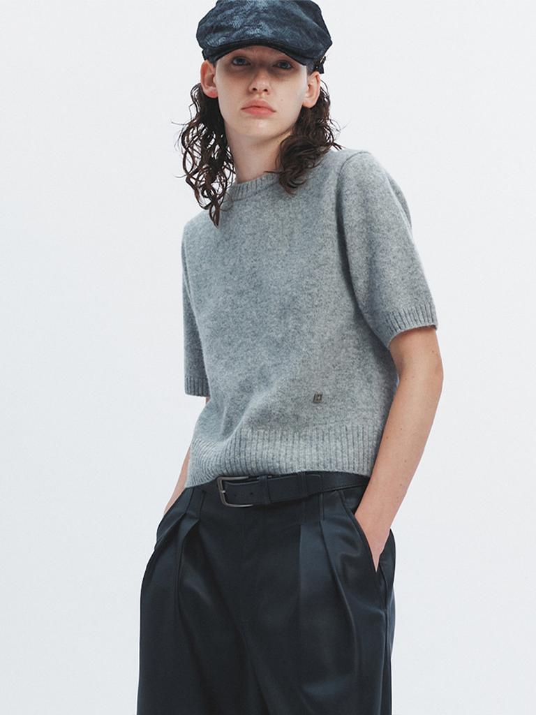 HAVELESS Sofy Alpaca Round Knit Top Gray