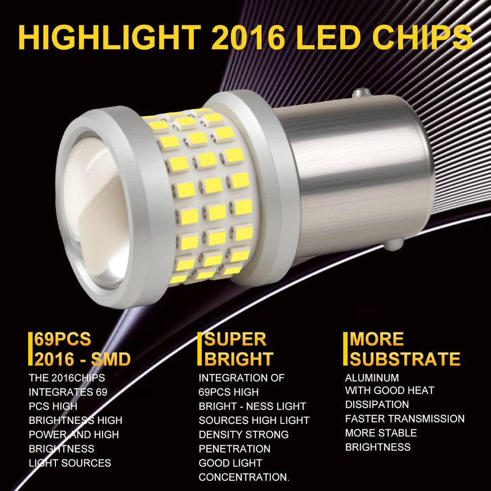 2Pcs P21W Led 1156 T20 W21/5W 7443 P21/5W T25 2000LM Car Bulbs 7440 BA15S BAY15D BAU15S PY21W Auto DRL Light 1157 3157 Reverse Turn Signal Brake Lamp