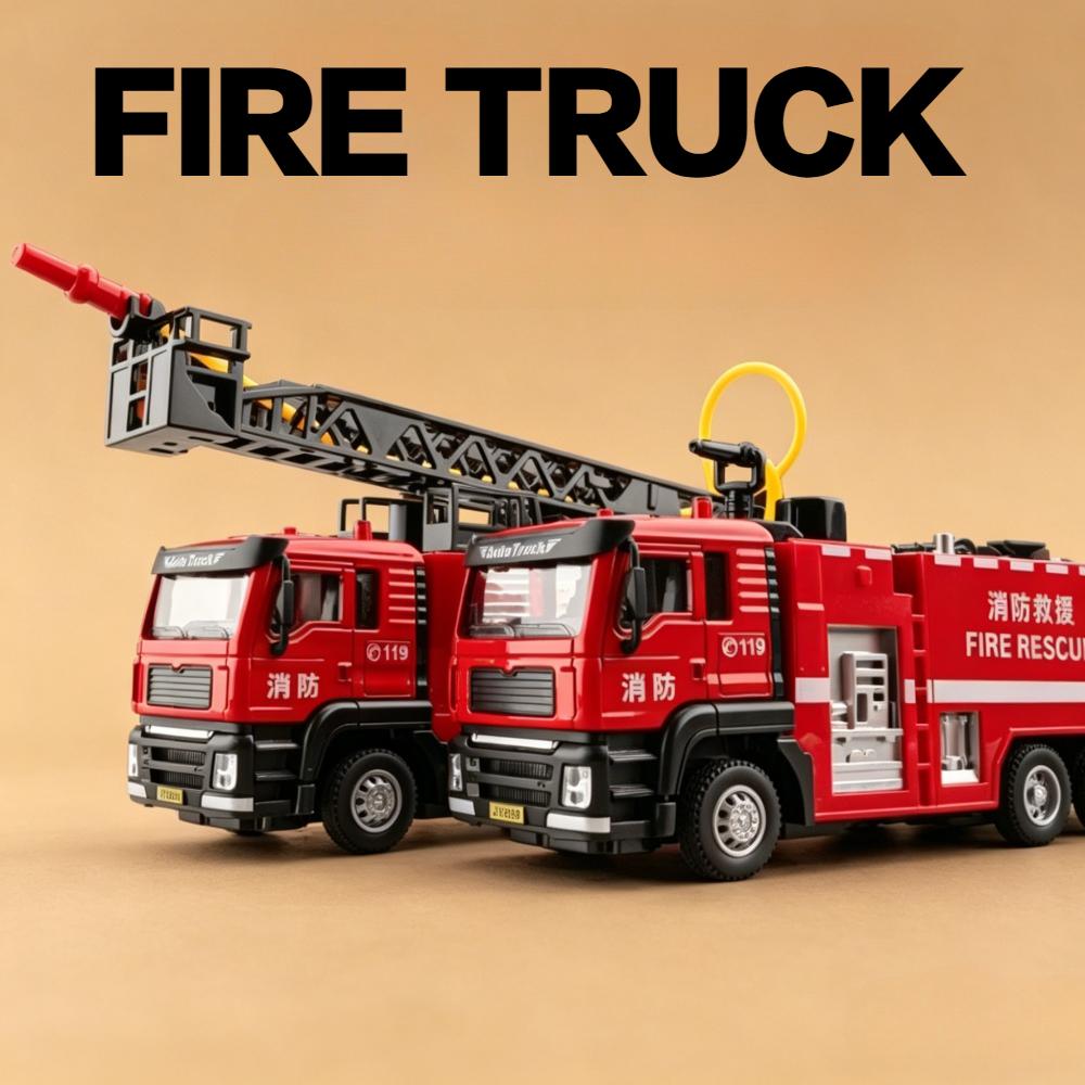 1:50 Wassertank Feuerwehrauto Leiterwagen Modell Spielzeug Wassersprühgeräusch Licht Baustellenfahrzeuge Metall Druckguss Spielzeug Festival Geschenke