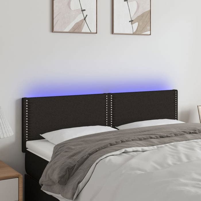 VidaXL Tête de Lit à LED Meuble de Chambre à Coucher Accessoire de Lit Double Tête de Cadre de Lit Intérieur Noir 3121472