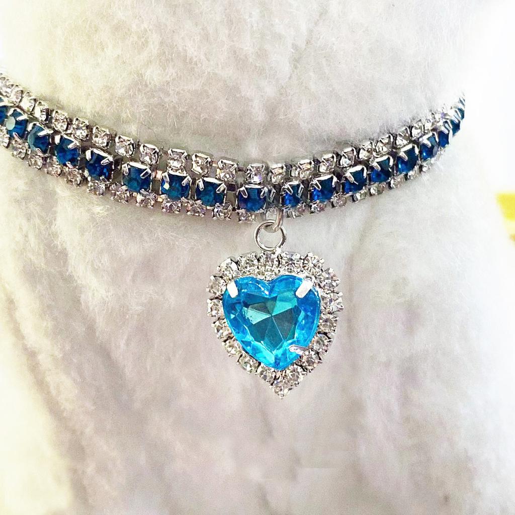 Herzförmig Tränenförmig Diamant Katzenhalsband Luxus Haustier Hals Dekorative Produkte Niedlich Bling Hund Kristall Anhänger Diamant Halsband