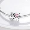 925 Sterling Silver Dangle Charm Beads Family Heart Fit Original  Bracelet DIY For Pendant Necklace Making Mother's Day