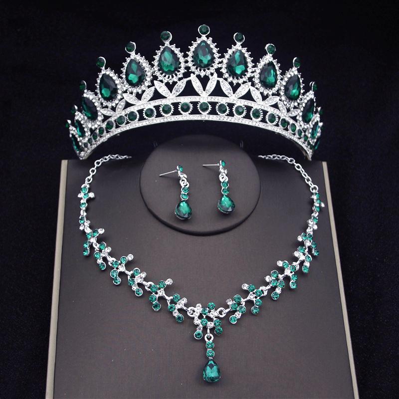 Princess Bridal Tiaras Jewelry Sets for Women Crown and Earring Necklace Set Birthday Party Wedding Jewelry Bride Accessories